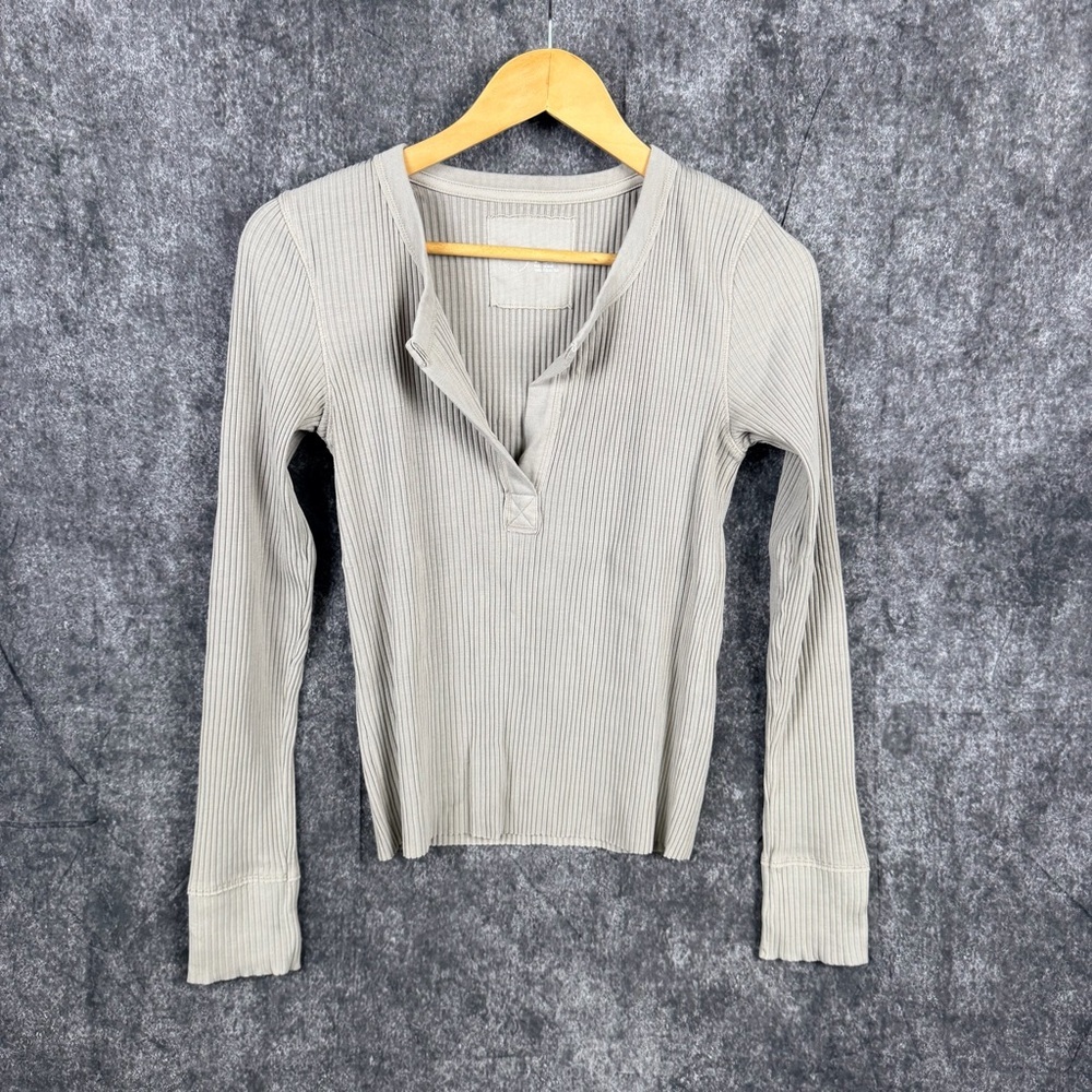 Aerie Ribbed Long Sleeve Top - Cream